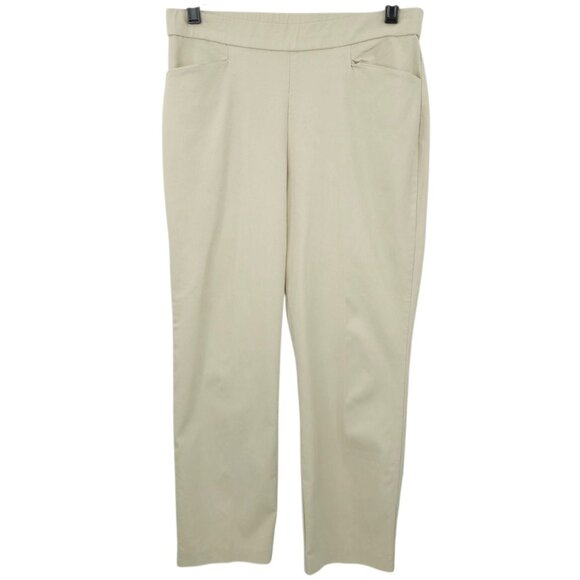 Sue Graver Pull On Crop Pants Womens 10 Mid Rise Stretch Waist Slash Pockets - Picture 1 of 14